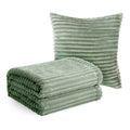 Vessia Flannel Fleece Throw Blanket(50X71Inch) With Pillow Cover(18 * 18Inch) For Couch,Sofa,Bed, 300Gsm Microfiber Sage Green S