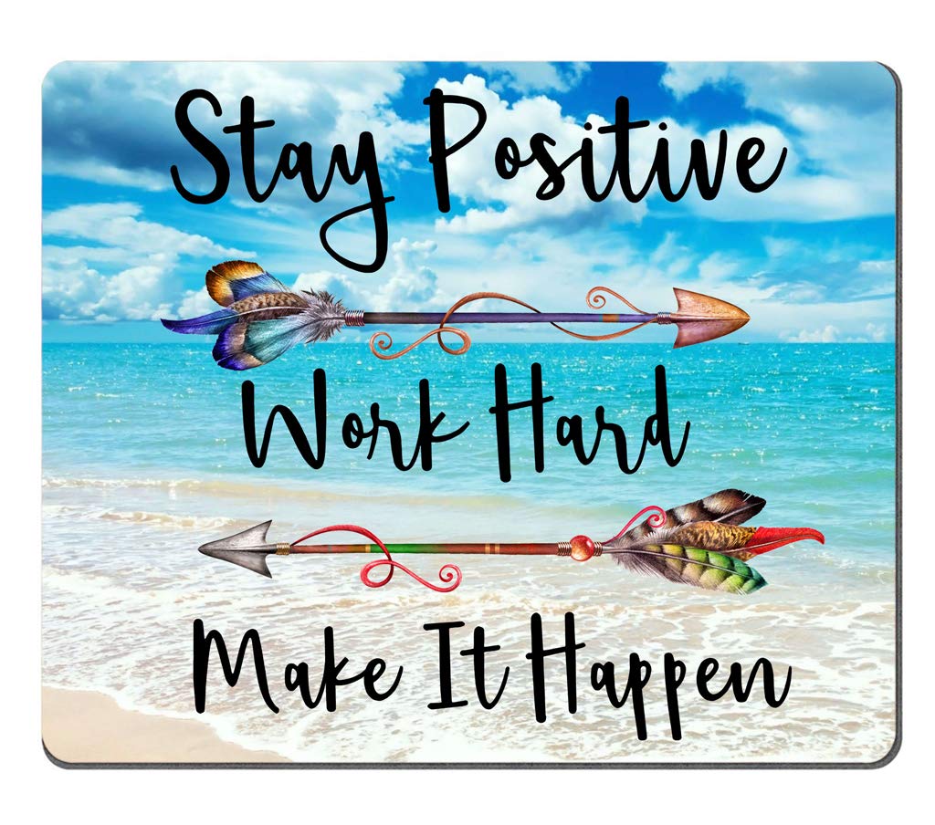 Amcove Cute Rectangle Mouse Pad Custom, Stay Positive Work Hard And Make It Happen Motivational Sign Inspirational Quote Mouse P