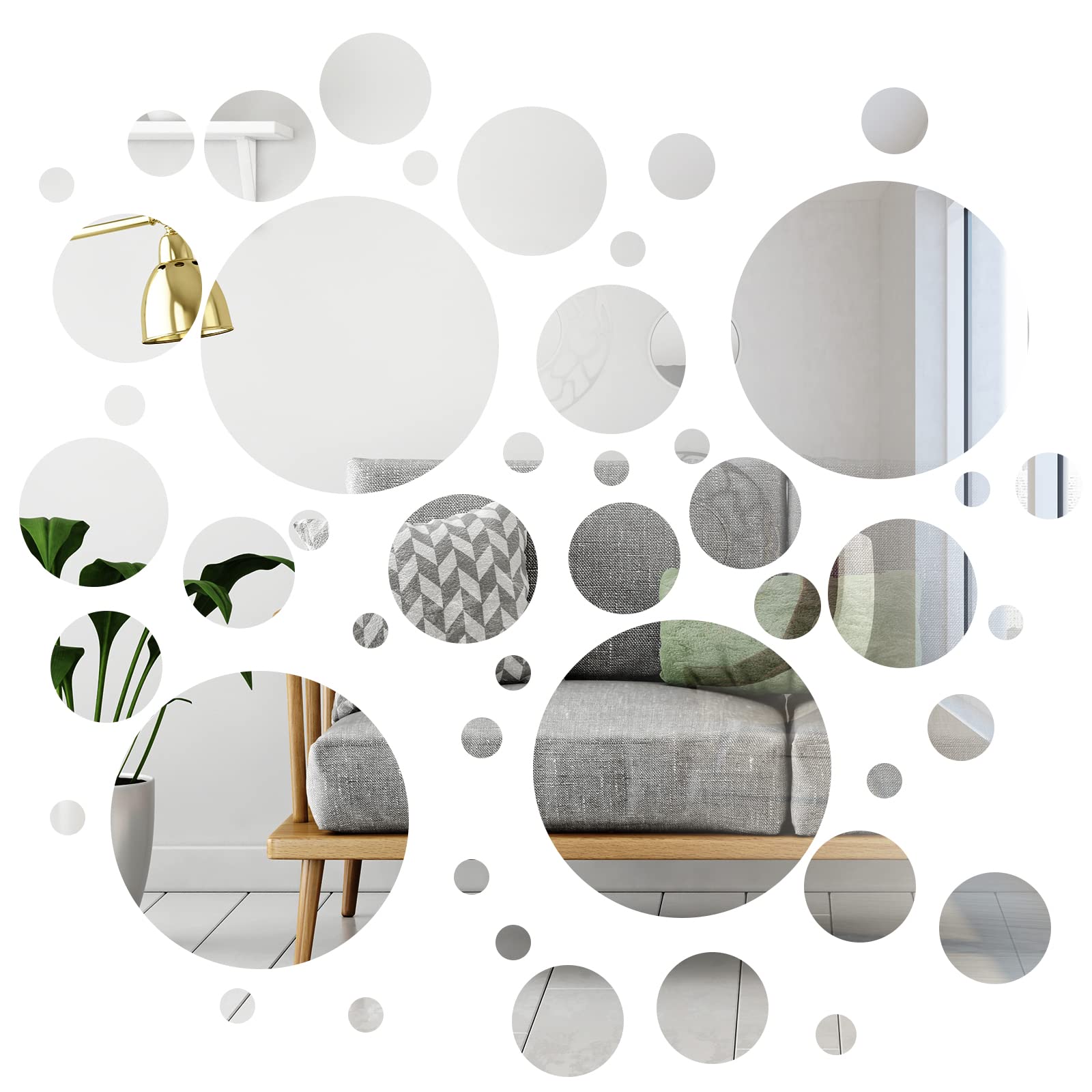 Mirror Wall Stickers Acrylic Mirror Setting Round Peel and Stick Mirror Circle Stick on Mirrors for Wall 3D Self Adhesive Mirror