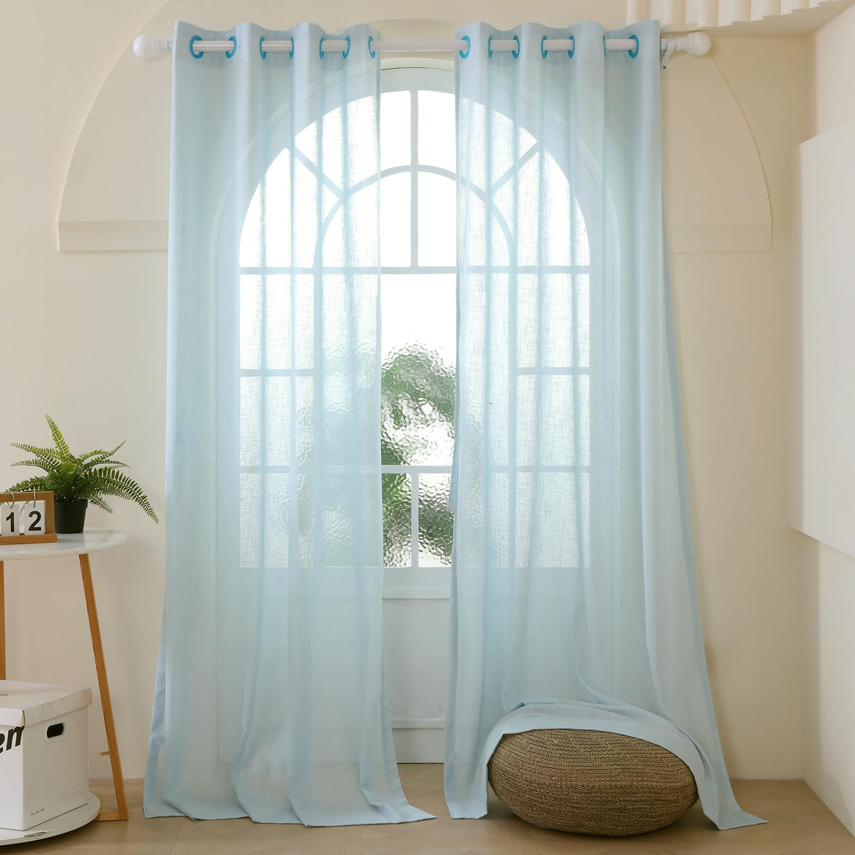 Story@Home Door Cotton Curtains 7 Feet Long Set of 2 | Solid Printed | Semi Transparent Curtain | Net Curtains | Curtain for Liv