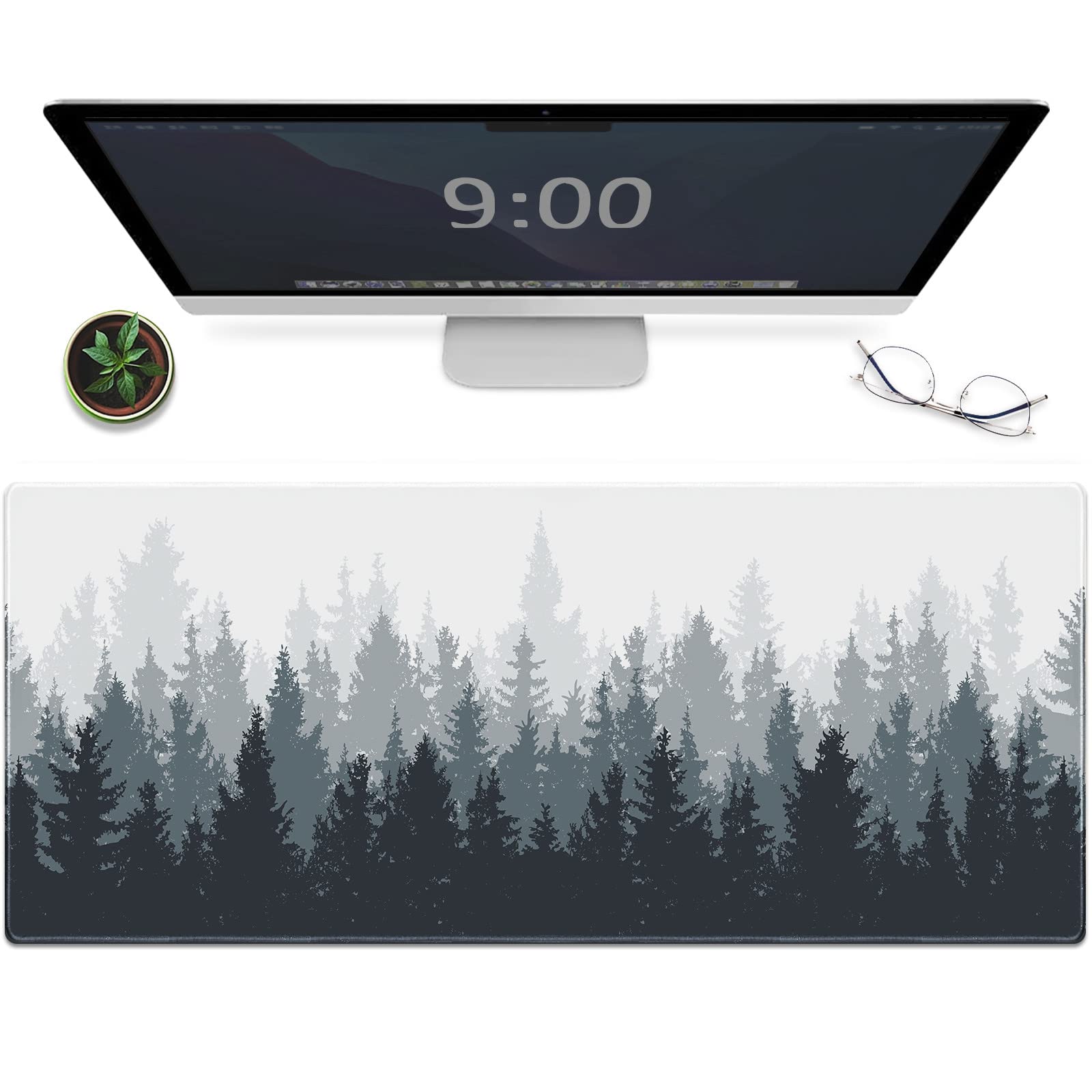 Galdas Gaming Mouse Mat Forest Background Pattern Xxl Xl Large Mouse Mat Long Extended Mouse Pad Desk Mat Non-Slip Rubber Mice P