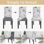 Searchi Printed Dining Room Chair Covers Set Of 4, Stretch Kitchen Chair Covers Washable Parsons Chair Slipcover Removable Dining Chair Protectors For Hotel,Ceremony(Floral Pattern3)