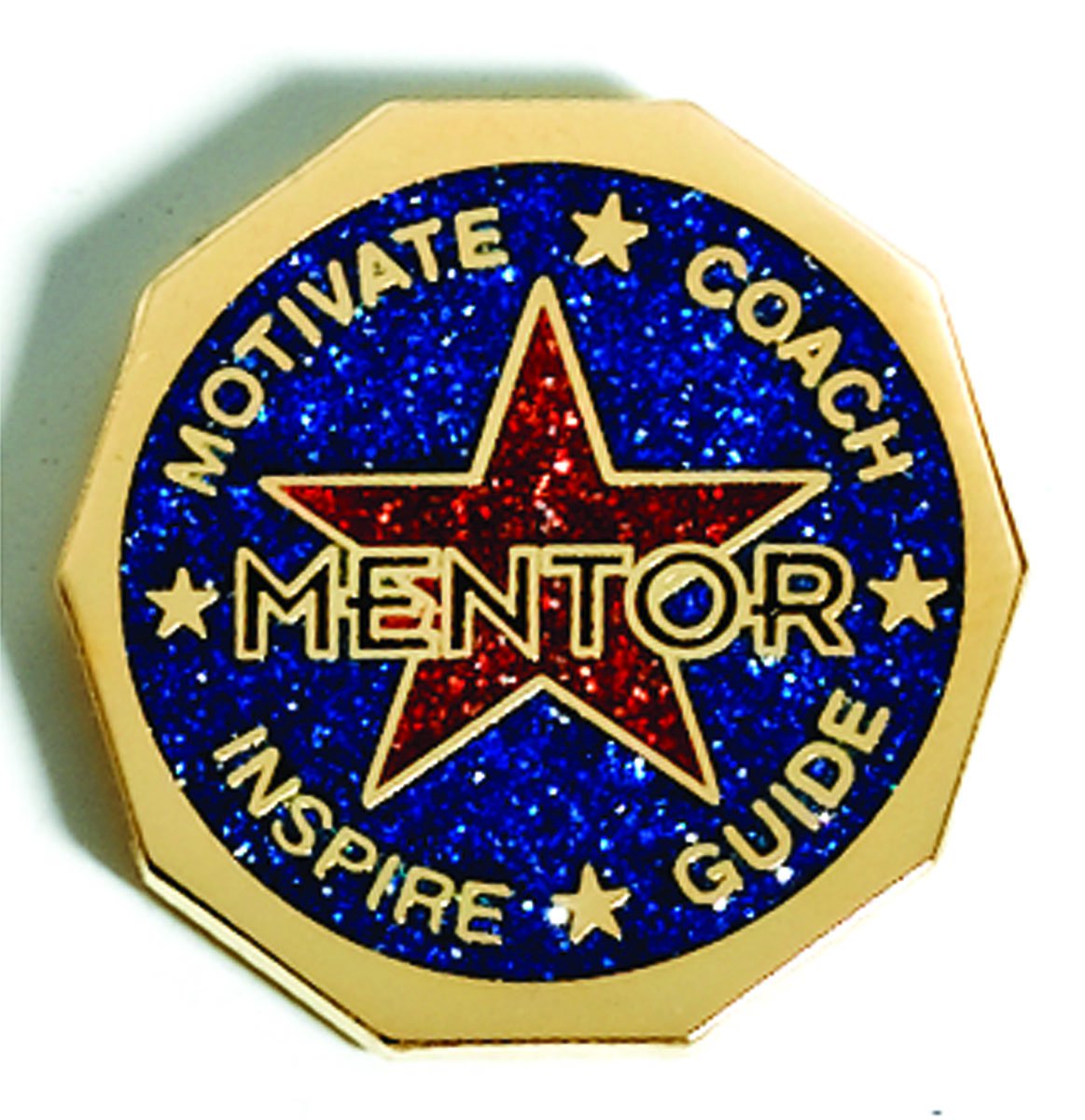 Tcdesignerproducts Mentor Blue And Red Glitter Appreciation Award Pins, 12 Pins