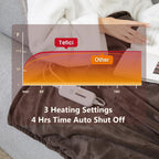 Tefici Electric Heated Blanket Throw, Super Cozy Soft 2-Layer Flannel 50'' X 60'' Heated Throw With 3 Heating Levels & 4 Hours A