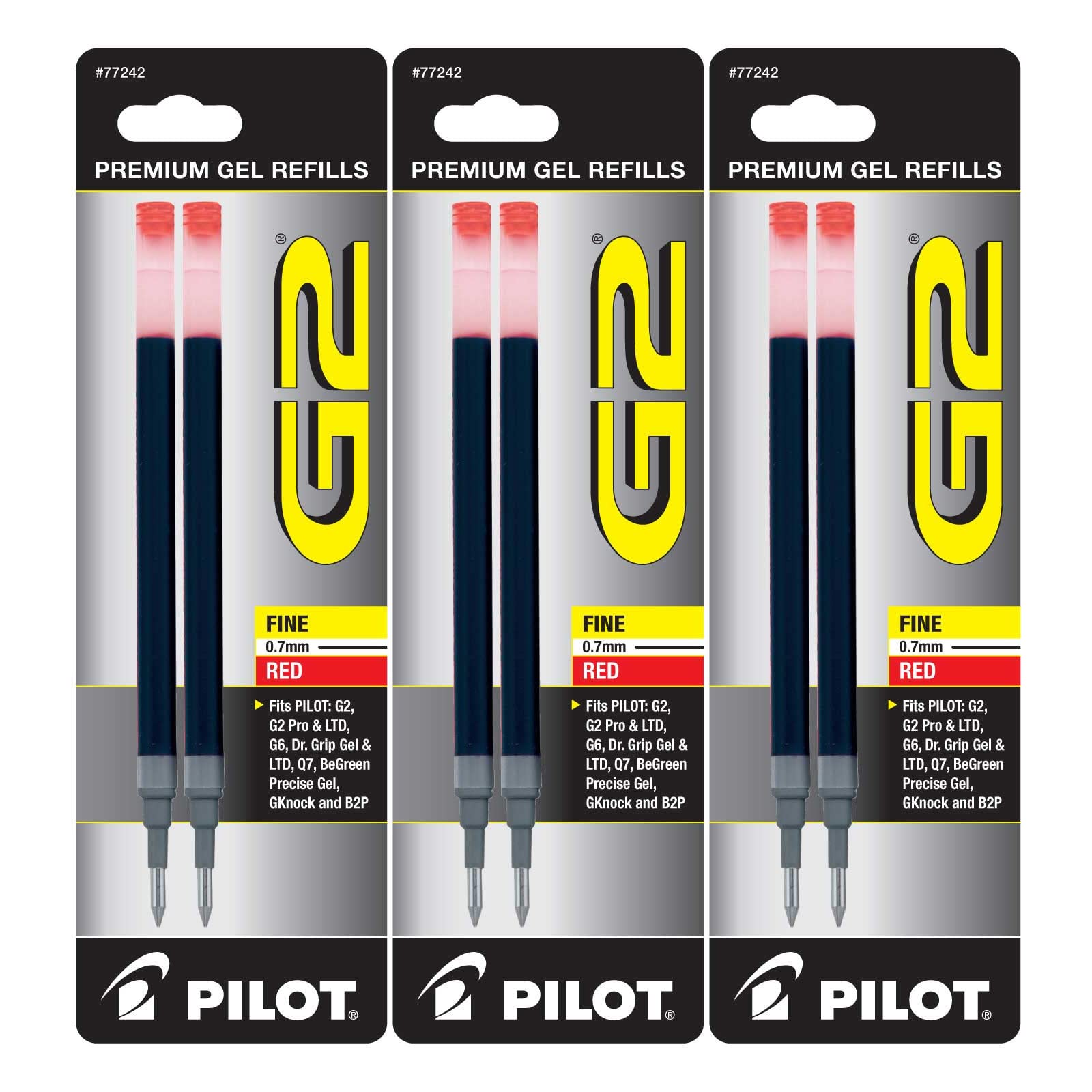 Pilot G2 Gel Ink Pen Refills, Fine Point, 0.7Mm, Red Ink, 6 Refills