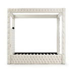 Better Home Products Dream Luxurious Velvet Canopy Bed with Speaker & USB Connection (Cream, Queen)