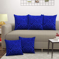Wytomah Velvet Raising Fabric Elegant Cushion Covers Set Of 5 Pcs Size16X16 Inch (Royal Blue)