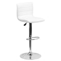 Flash Furniture Vincent Modern Adjustable Height Barstool With Footrest And Padded Mid-Back, Upholstered Vinyl Bar/Counter Height Stool, White/Chrome