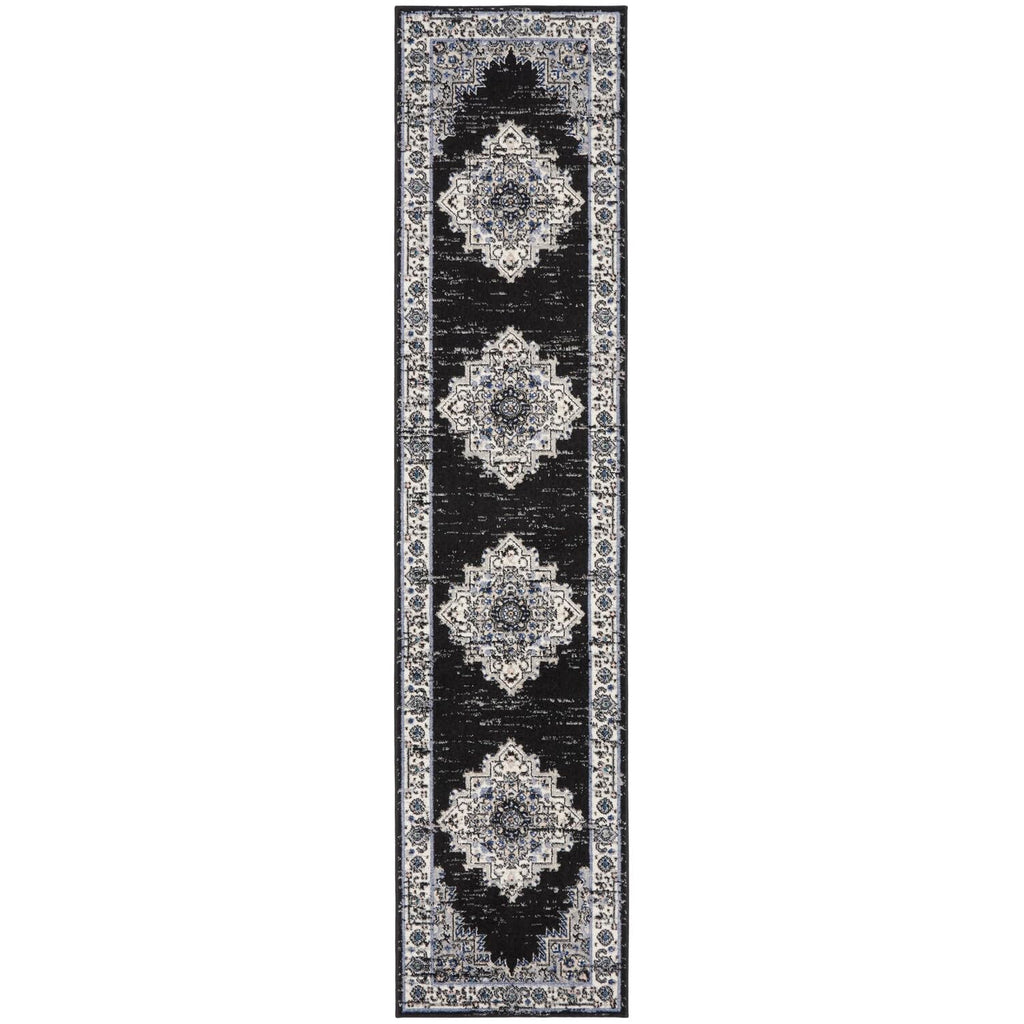 Nourison Passion Bohemian Black Ivory 2'2'' x 10' Area-Rug, Easy-Cleaning, Non Shedding, Bed Room, Living Room, Dining Room, Kit