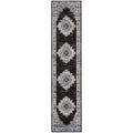 Nourison Passion Bohemian Black Ivory 2'2'' x 10' Area-Rug, Easy-Cleaning, Non Shedding, Bed Room, Living Room, Dining Room, Kit