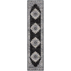 Nourison Passion Bohemian Black Ivory 2'2'' x 10' Area-Rug, Easy-Cleaning, Non Shedding, Bed Room, Living Room, Dining Room, Kit