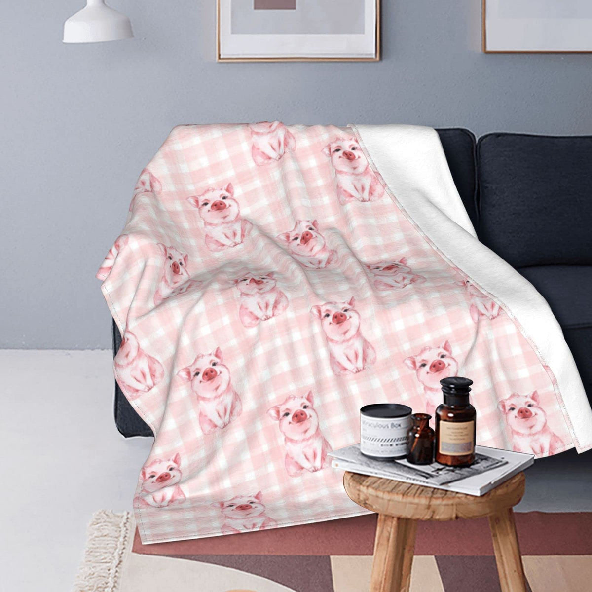 Pink Pig Cute Piggy Throw Blanket Soft Bed Blankets Lightweight Cozy Plush Flannel Fleece Blanket For Sofa Couch Bedroom 50'X40