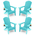 Yefu Adirondack Chair, Foldable Oversized Plastic Adirondack Chair Set Of 4 With Cup Holder, Patio Chair With Weather Resistant For Outside Deck Lawn, Weight Capacity Up To 400 Lbs –Aruba