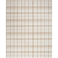 Nourison Grafix Plaid Ivory Beige 5'3' X 7'3' Area Rug, Easy Cleaning, Non Shedding, Bed Room, Living Room, Dining Room, Kitch