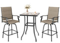 Mfstudio 3 Pcs Patio Bar Set With 2 Swivel Bar Stools (Cotton Padded) And 1 Table, Bar Height Bistro Set For 2