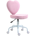 HOMCOM Heart Love Back Armless Office Chair, Comfortable Desk Chair with Adjustable Height, Cute Fabric Vanity Chair with 360  S