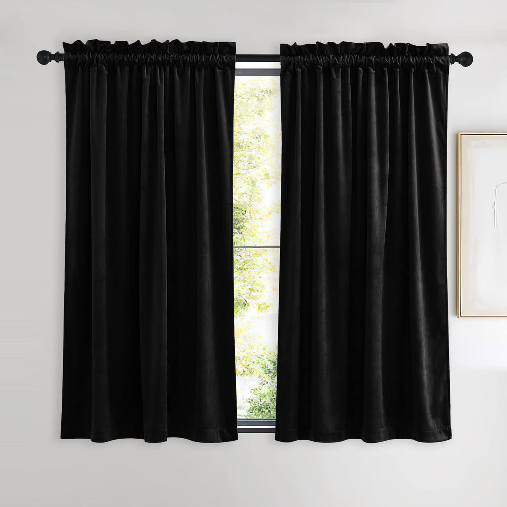 NICETOWN Halloween Insulated Black Out Velvet Curtains for Patio, Solid Heavy-Duty Large Window Treatments Drapes for Sliding Gl