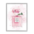 Stupell Industries Pink Flower Perfume Fashion Glam Design, Designed by Amanda Greenwood Wall Art, 11 x 1.5 x 14, Grey Framed