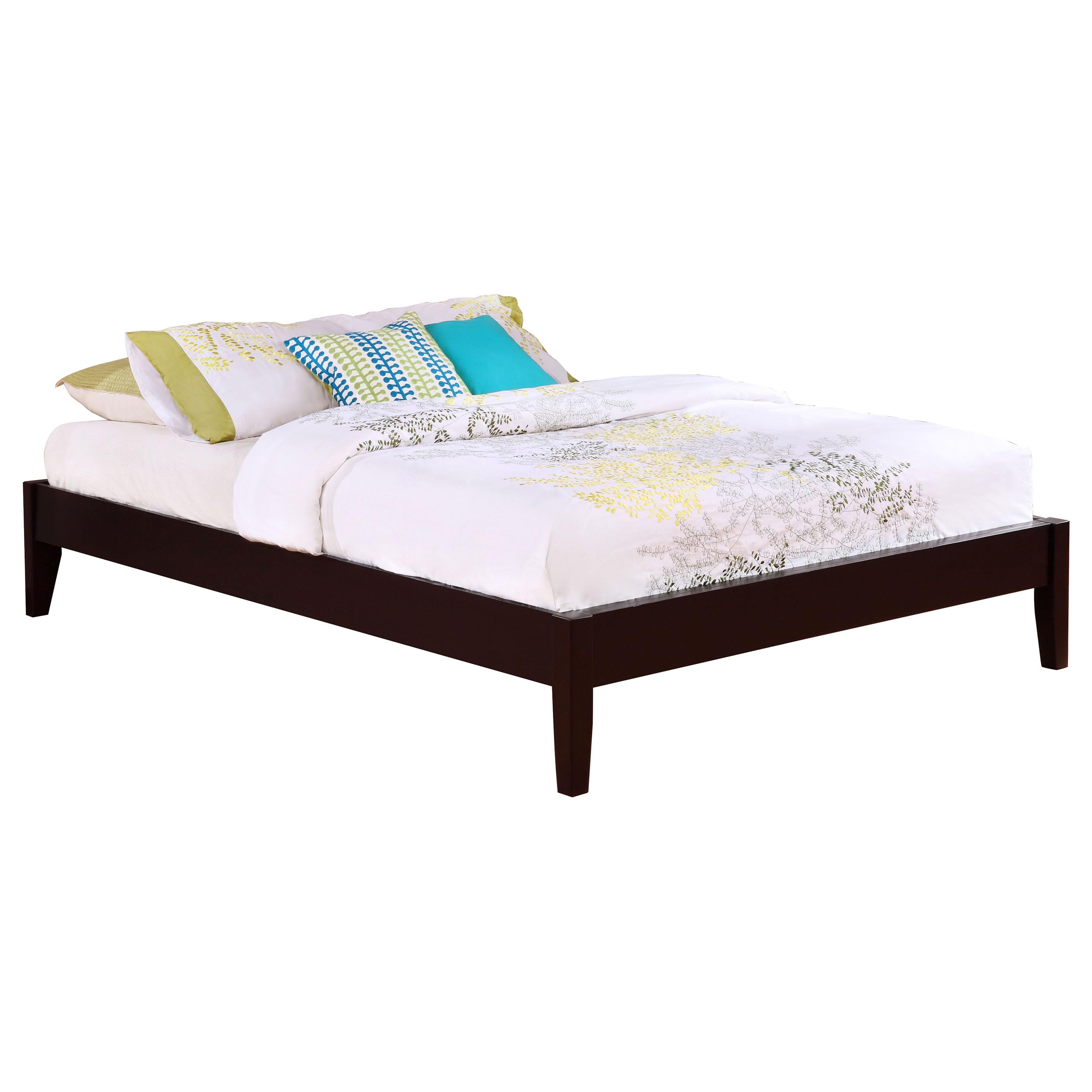 Coaster Home Furnishings Hounslow Transitional Eastern King Size Pine Wood Platform Bed Frame Headboard Compatible Bed Base Cappuccino 300555KE