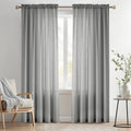 Melodieux Silver Gray Semi Sheer Curtains 84 Inches Long For Living Room, Bedroom Linen Look Rod Pocket Window Privacy Sheer Dra