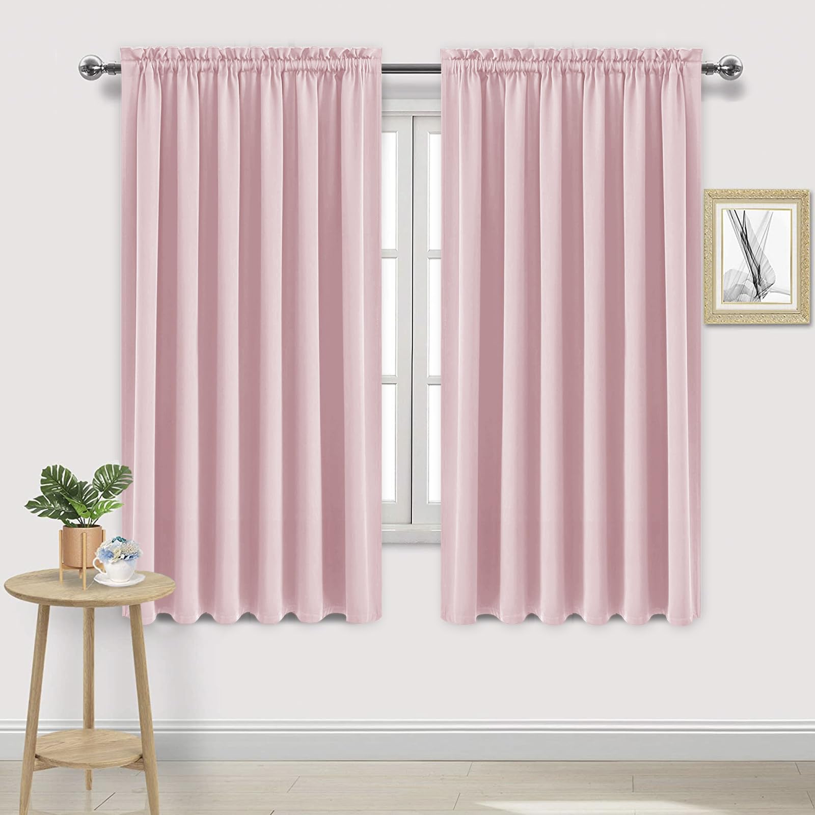 Dwcn Blackout Curtains For Living Room Thermal Insulated, Energy Saving & Noise Reducing Bedroom Curtains, Blush Pink, W 70X L 6