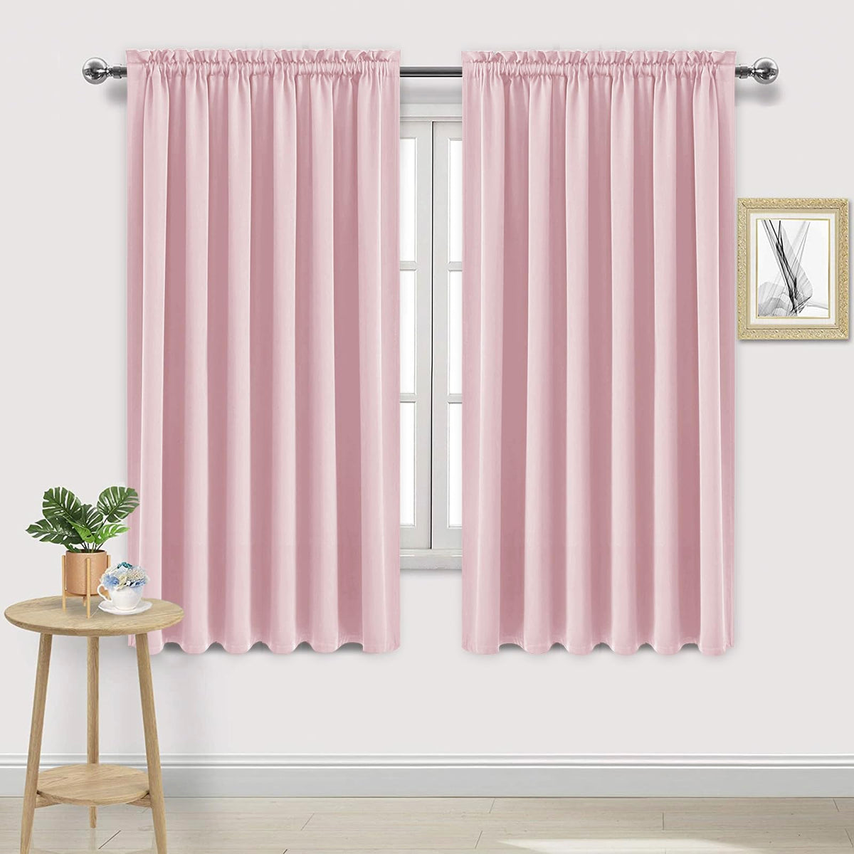 Dwcn Blackout Curtains For Living Room Thermal Insulated, Energy Saving & Noise Reducing Bedroom Curtains, Blush Pink, W 70X L 6