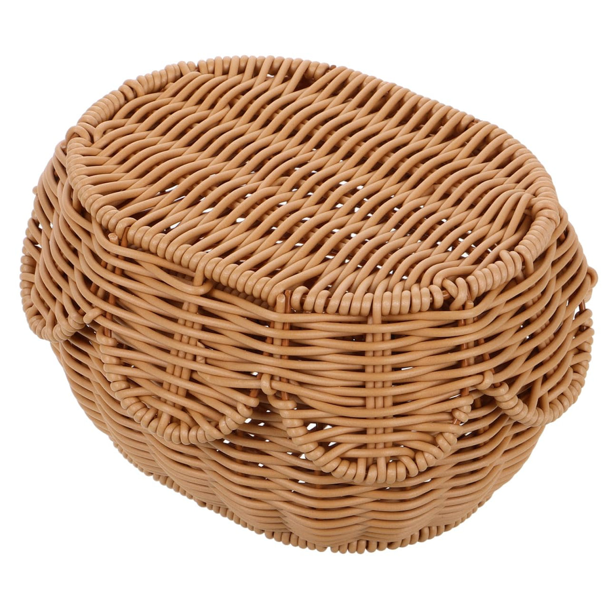 VOSAREA Seagrass Storage Basket with Lid Handwoven Wicker Lidded Storage Basket for Shelves Wardrobe Snacks Cosmetics Jewelry Du