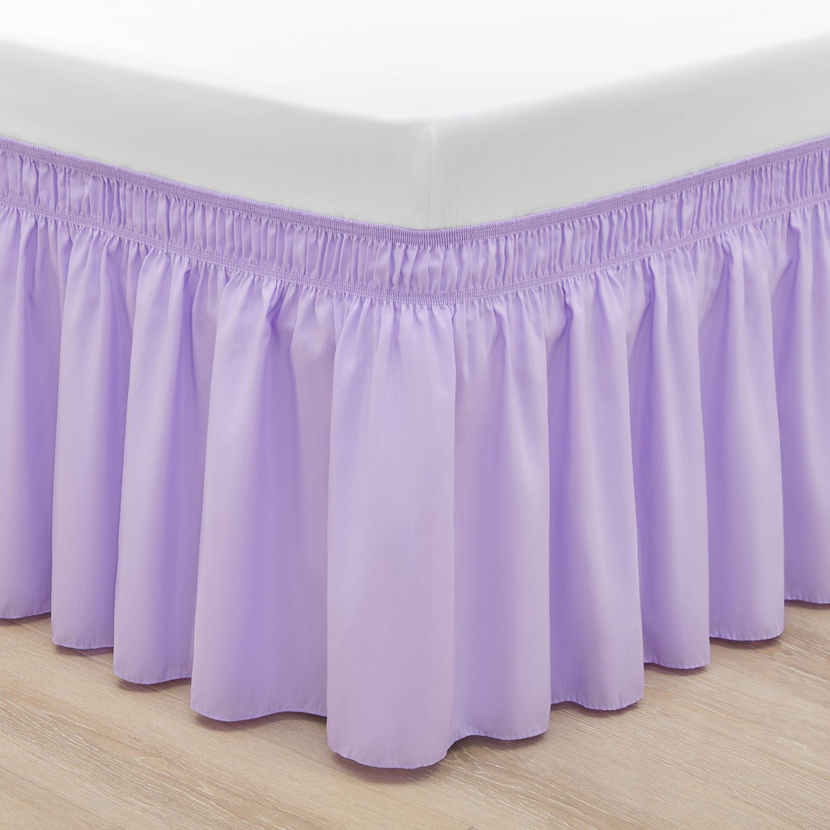 Rimela Bed Skirt King Size Lilac Purple Bed Skirt 18 Inch Drop, Wrap Around Elastic Adjustable Bedskirt, Dust Ruffle For Bed Fra