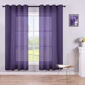 Dark Purple Curtains 63 Inch Length for Bedroom Girls 2 Panels Set Grommet Semi Transparent Window Drapes Sheer Voile Royal Purp