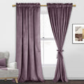 Jiuzhen Lavender Velvet Curtains Room Darkening Curtains 120' Long Thermal Insulated Rod Pocket Blackout Curtains/Drapes, 2 Pan