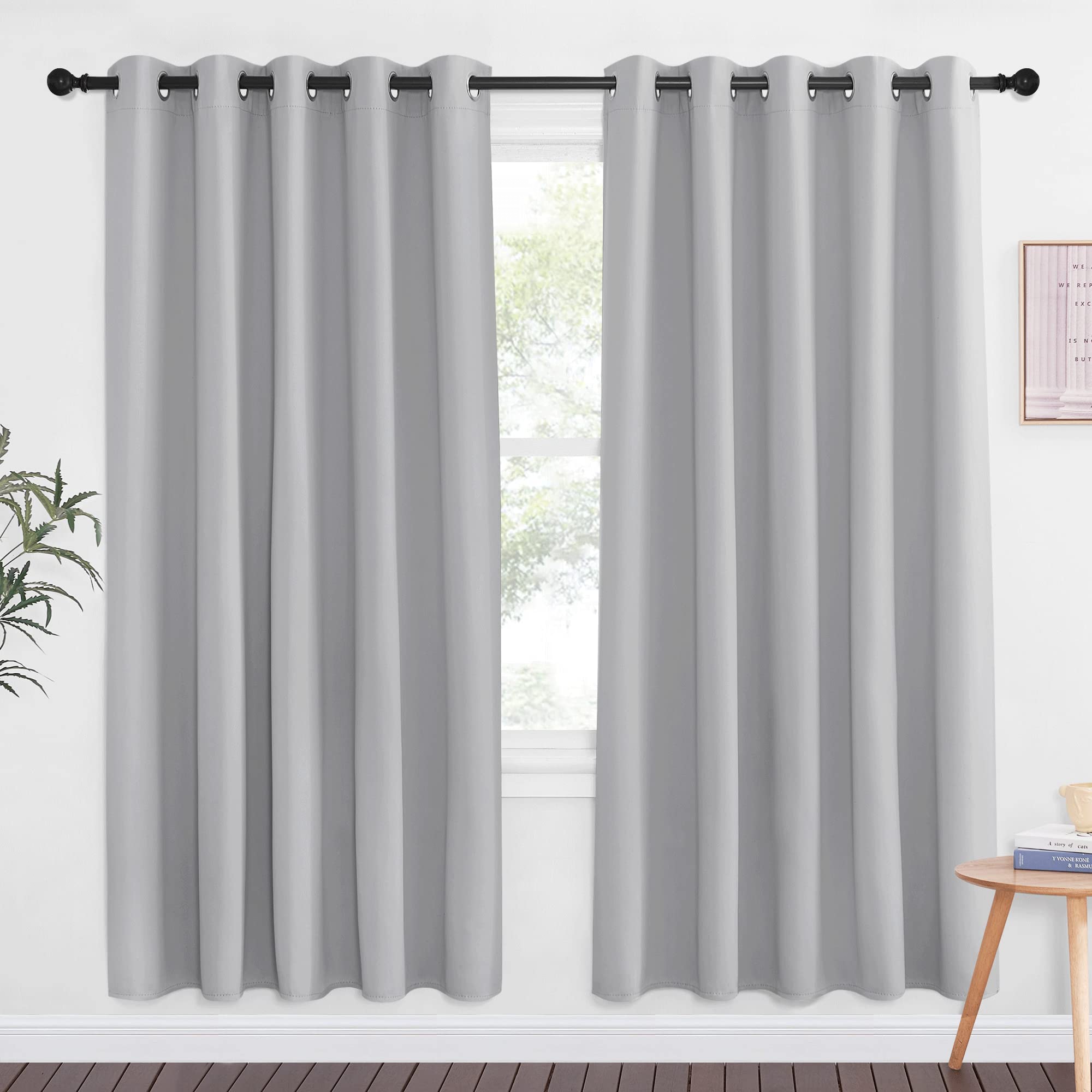 NICETOWN Blackout Door Curtain Drape for Night Shift - Thermal Insulated Solid Grommet Room Darkening Privacy Window Treatment f