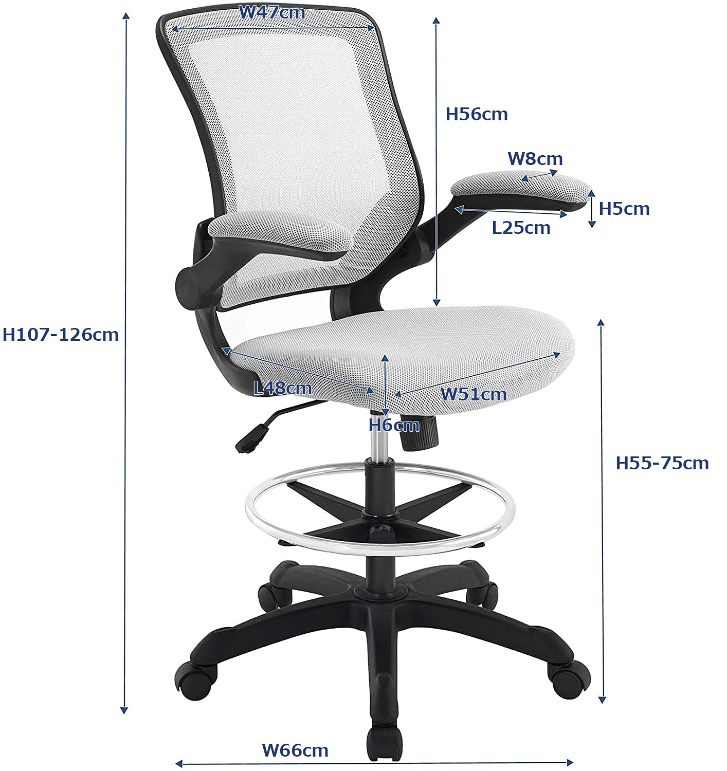 Modway MO-EEI-1423-GRY Veer-Reception Desk Flip-Up Arm Drafting Chair, 22.5"L x 25.5"W x 41.5-50"H, Gray