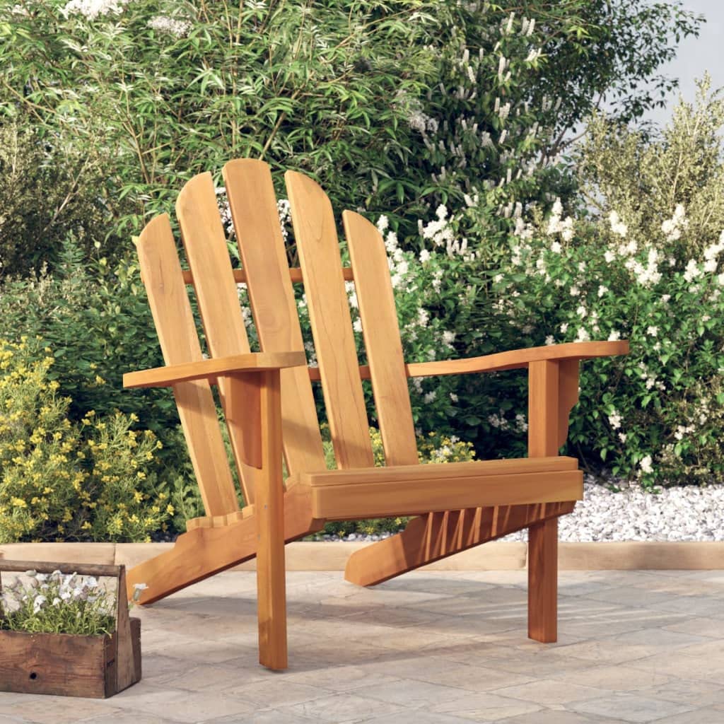 vidaXL Patio Adirondack Chair - Comfortable Outdoor Seating with Solid Teak Wood and High Backrest, Ideal for Garden, Backyard, Lawn, Deck, and Poolside - 31.1"x37.4"x36.2" Dimensions