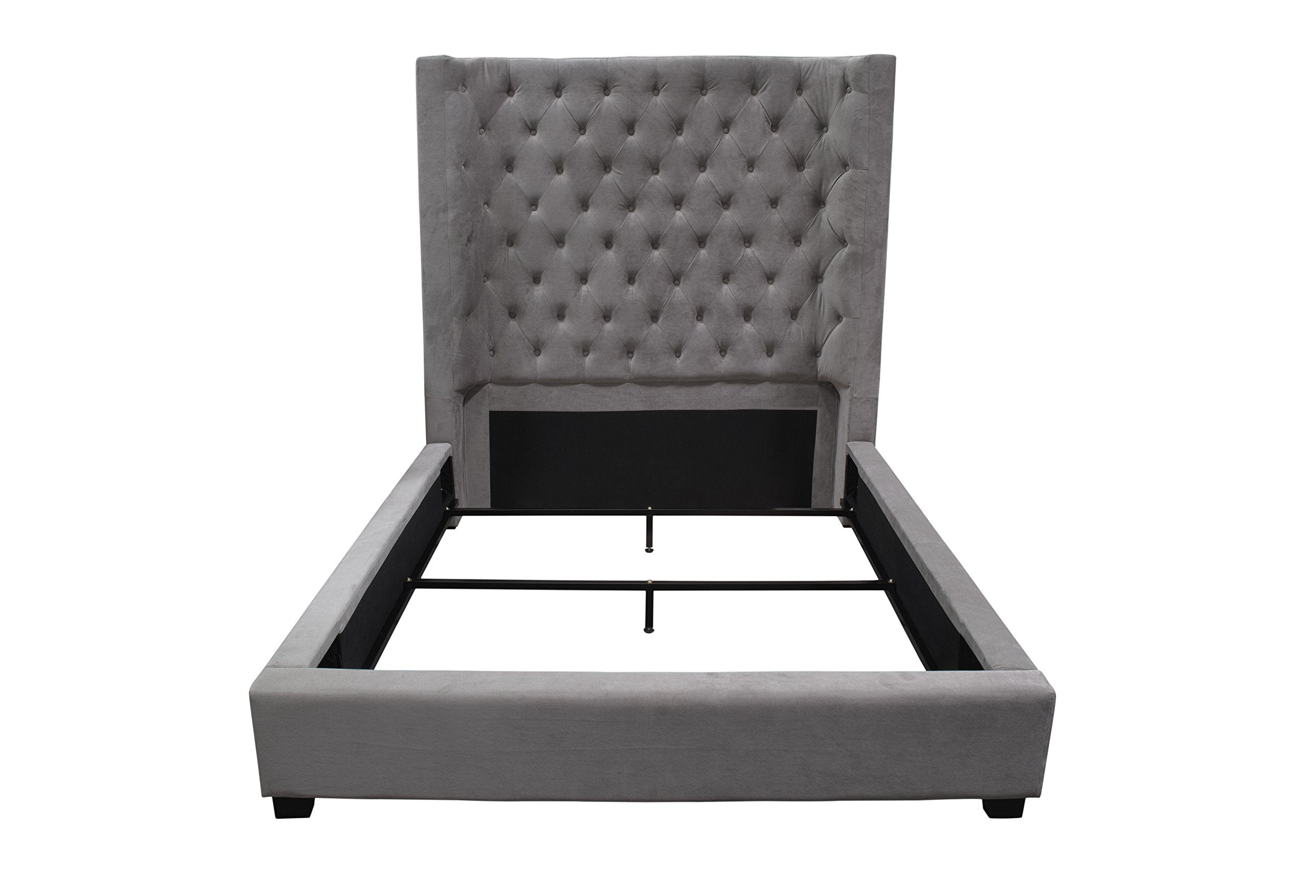 Best Master Furniture Jamie Upholstered Tower Contemporary Bed, Queen, Grey