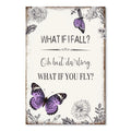 YPY Inspirational Quote Canvas Wall Art : Purple Butterfly Picture Motivational Framed Poster, What if I Fall Positive Sign for 