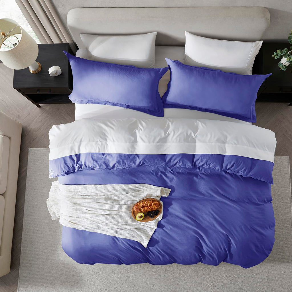 Nestl Royal Blue Duvet Cover Full Size - Soft Prewashed Full Size Duvet Cover Set, 3 Piece, With Zipper Closure, 1 Duvet Cover 80X90 Inches And 2 Pillow Shams - No Comforter