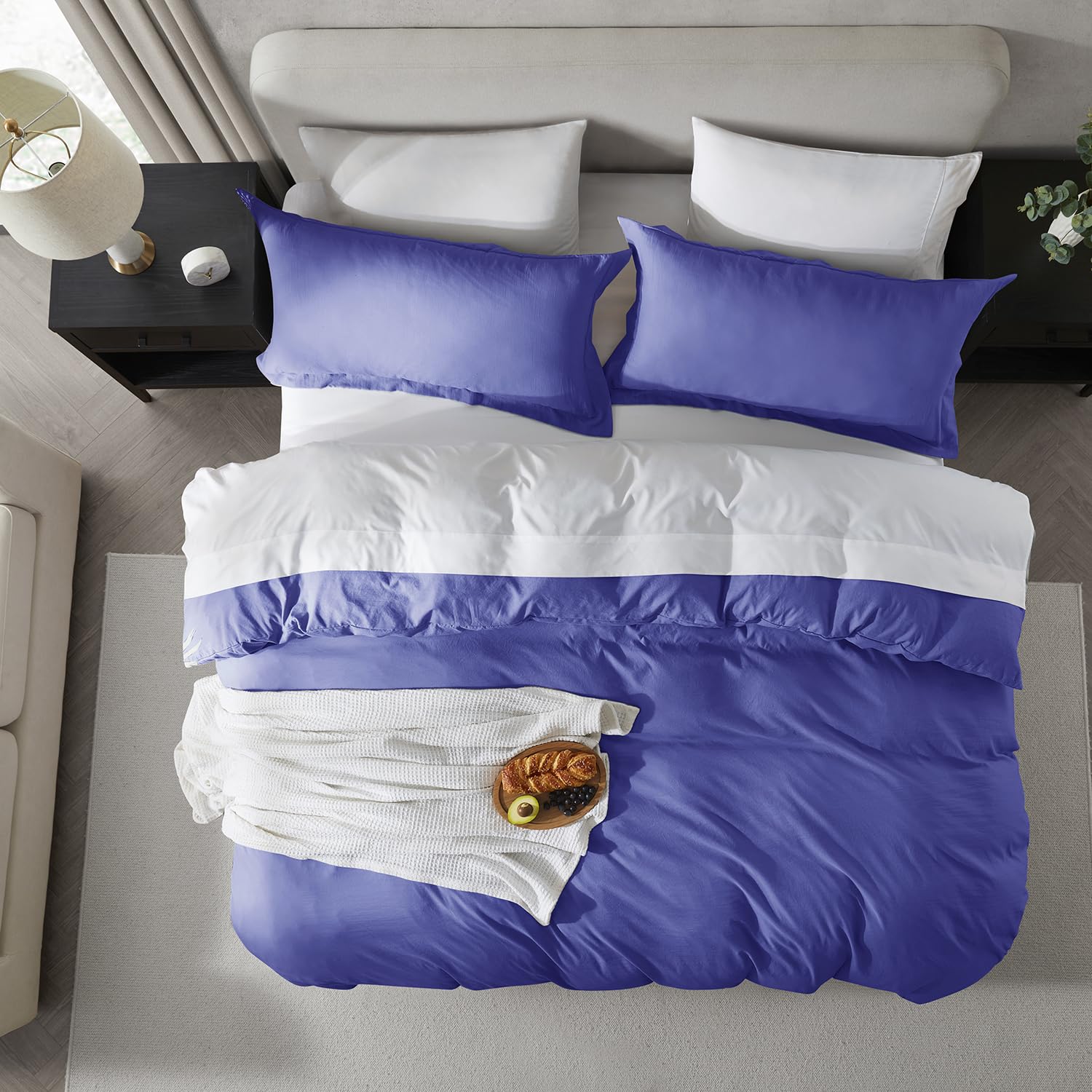 Nestl Royal Blue Duvet Cover Full Size - Soft Prewashed Full Size Duvet Cover Set, 3 Piece, With Zipper Closure, 1 Duvet Cover 80X90 Inches And 2 Pillow Shams - No Comforter