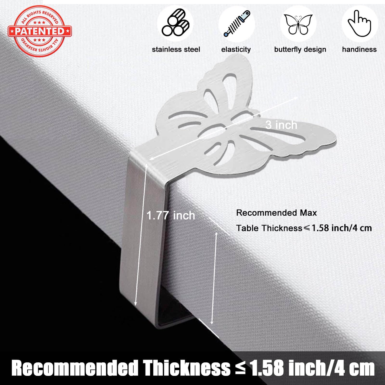 Cunglin Tablecloth Clips For Outdoor Thick Tables 10 Pack, Butterfly Picnic Table Cloth Holder Clip Indoor, Heavy Duty Stainless