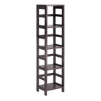 Winsome Wood Capri Wood 4 Section Storage Shelf with 4 Beige Fabric Foldable Baskets