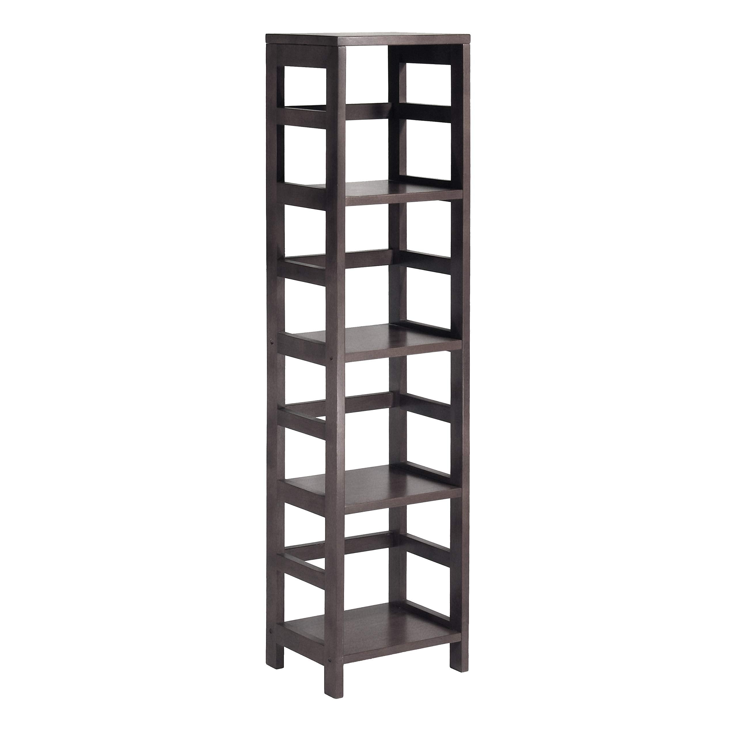 Winsome Wood Capri Wood 4 Section Storage Shelf with 4 Beige Fabric Foldable Baskets