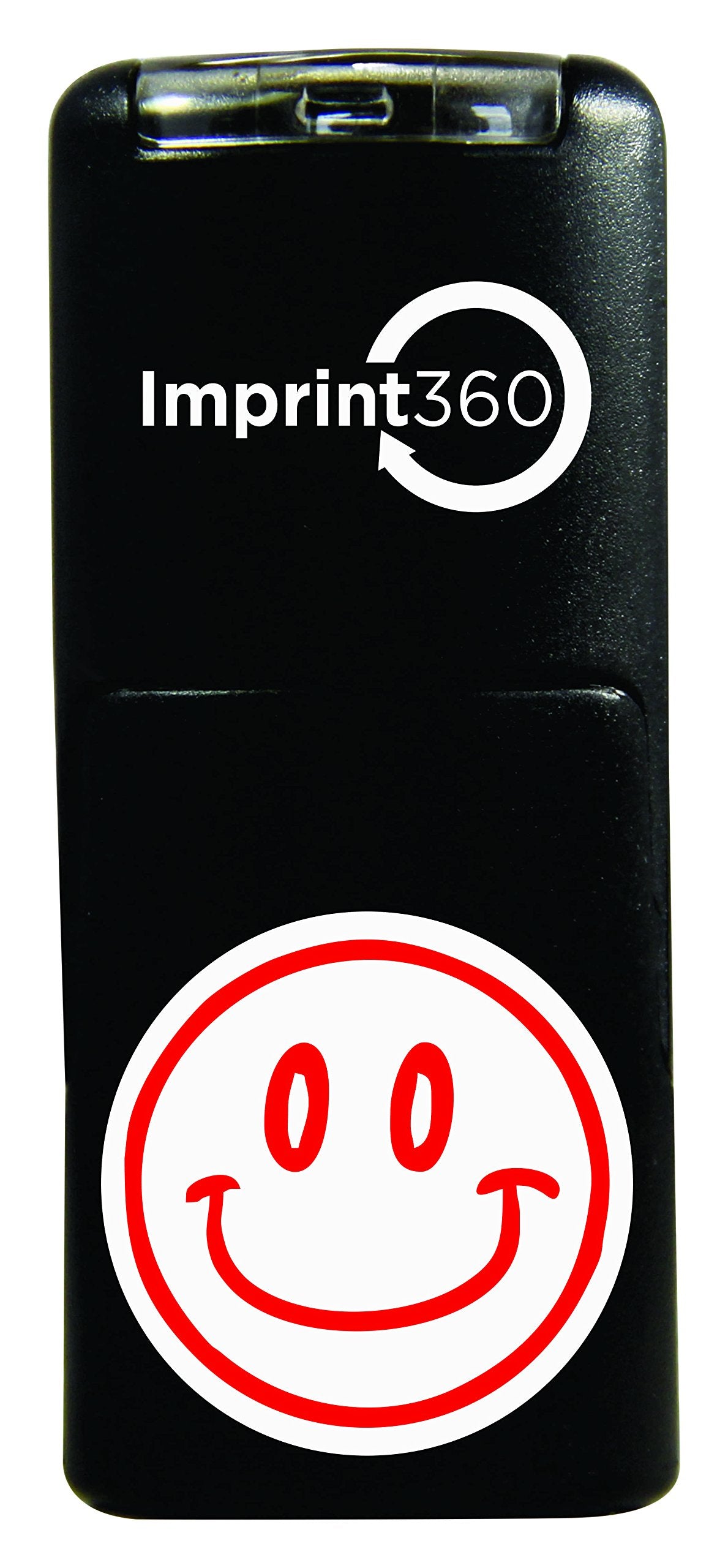 Supply360 As-Imp2006 Round Teacher Samp - Smiley Face Design #2, Red Ink, Durable, Light Weight Self-Inking Stamp, 5/8 ' Impres