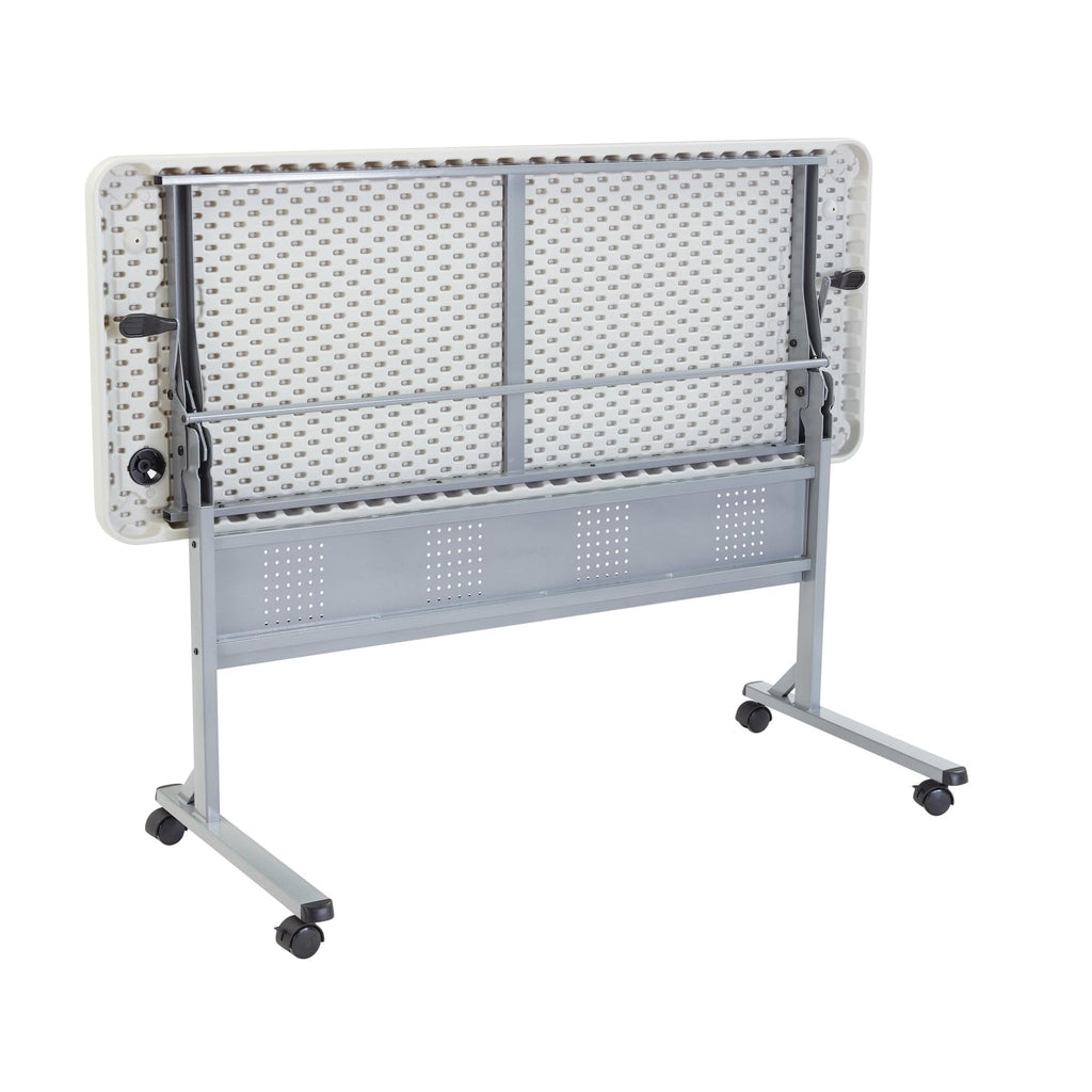 National Public Seating NPS BPFT Series 24x60 Plastic Flip-N-Store Training Table in Speckled Gray