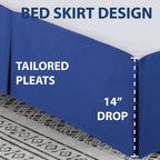 Cathay Home Double Brushed Microfiber Pleated Easy Fit Bed Skirt, Ultra Soft, Fade And Wrinkle Resistant - Royal Blue, Full
