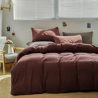 Karever Brick Red Comforter Set King Clay Red Color Bedding Set 3 Pieces Brown Marsala Color Women Blanket Set Solid Brick Red C