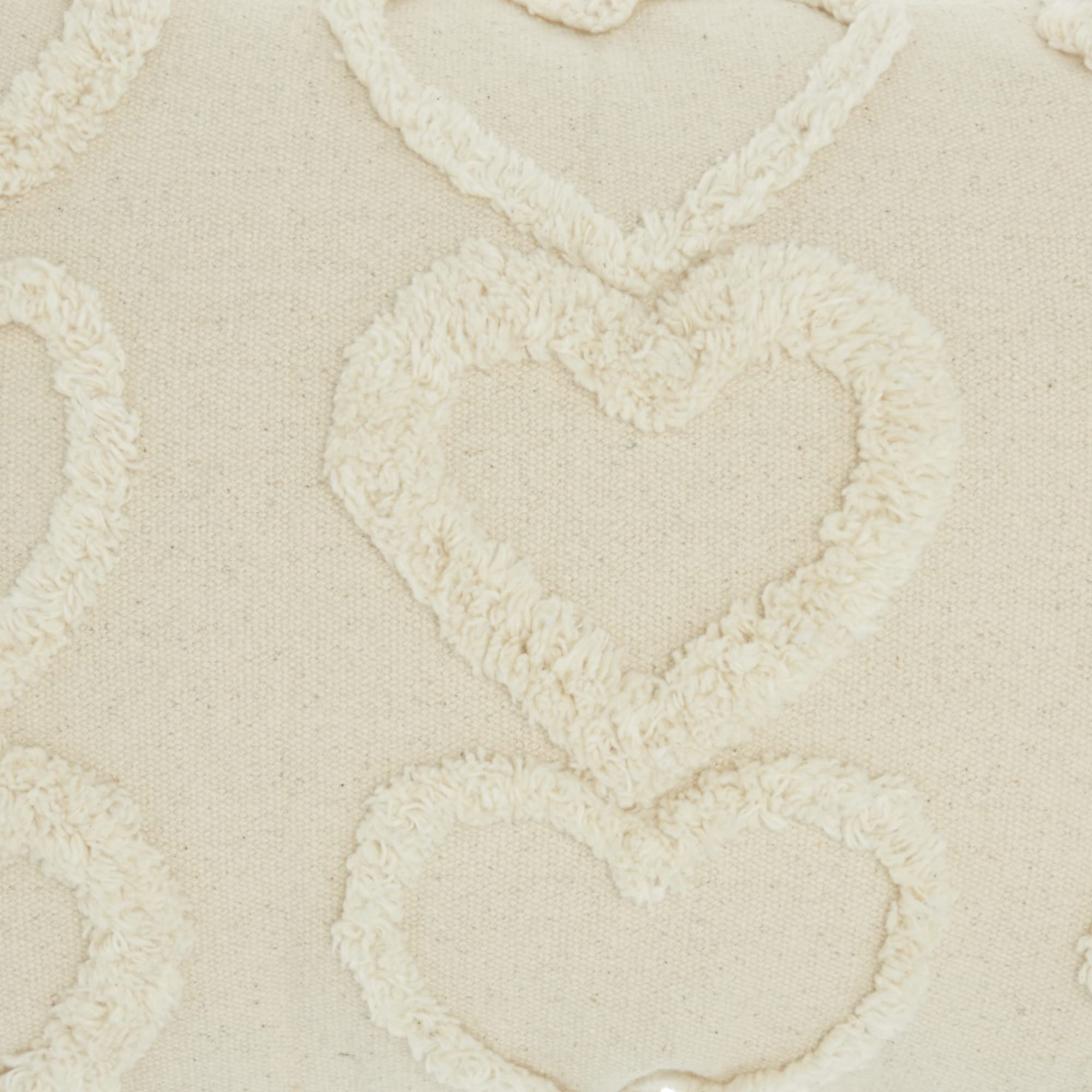 HomeRoots Whimsical Heart Detail Off White Lumbar Pillow