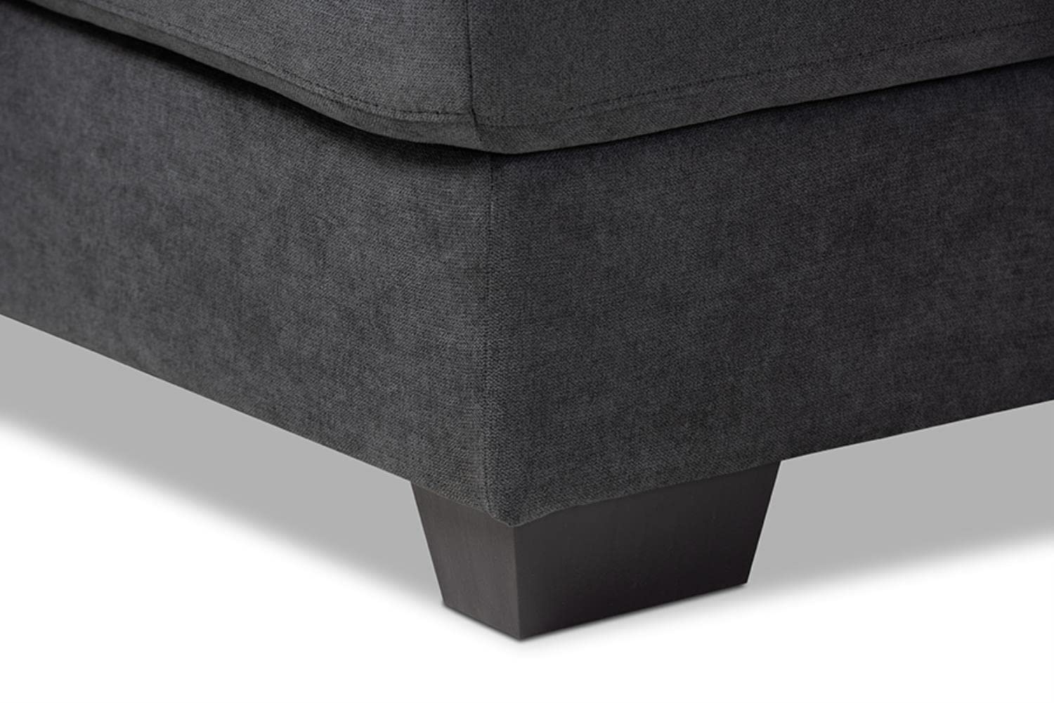 Baxton Studio Nevin Modern and Contemporary Dark Grey Fabric Upholstered Sectional Sofa with Right Facing Chaise