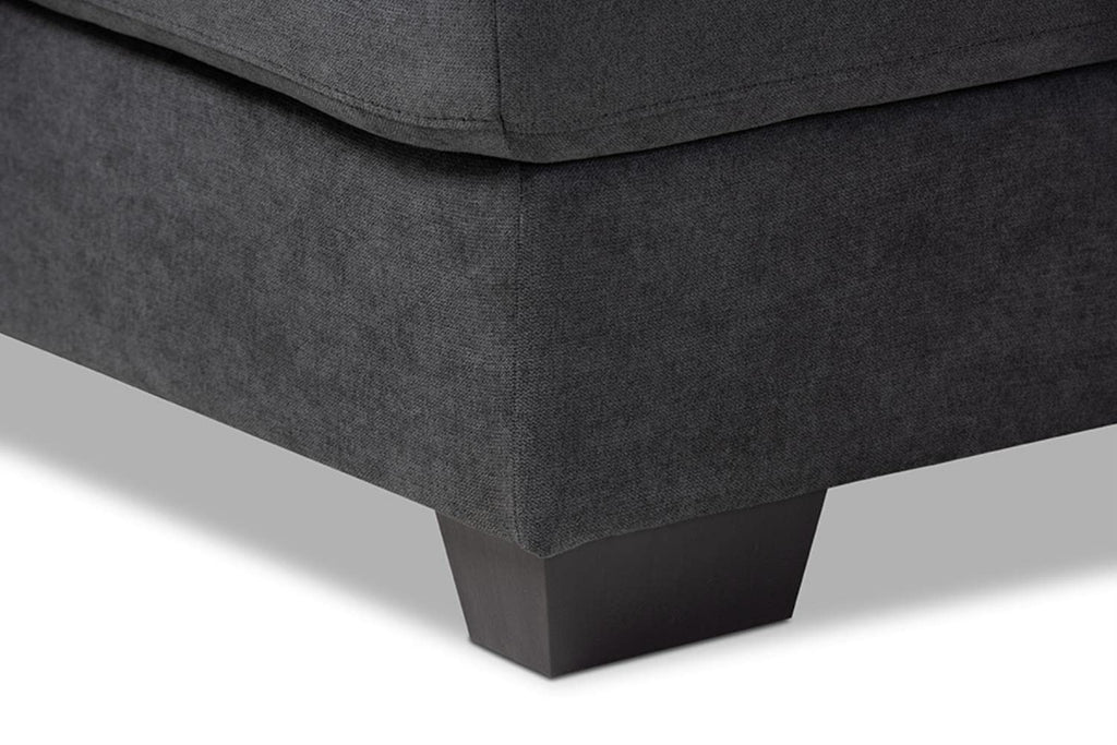 Baxton Studio Nevin Modern and Contemporary Dark Grey Fabric Upholstered Sectional Sofa with Right Facing Chaise