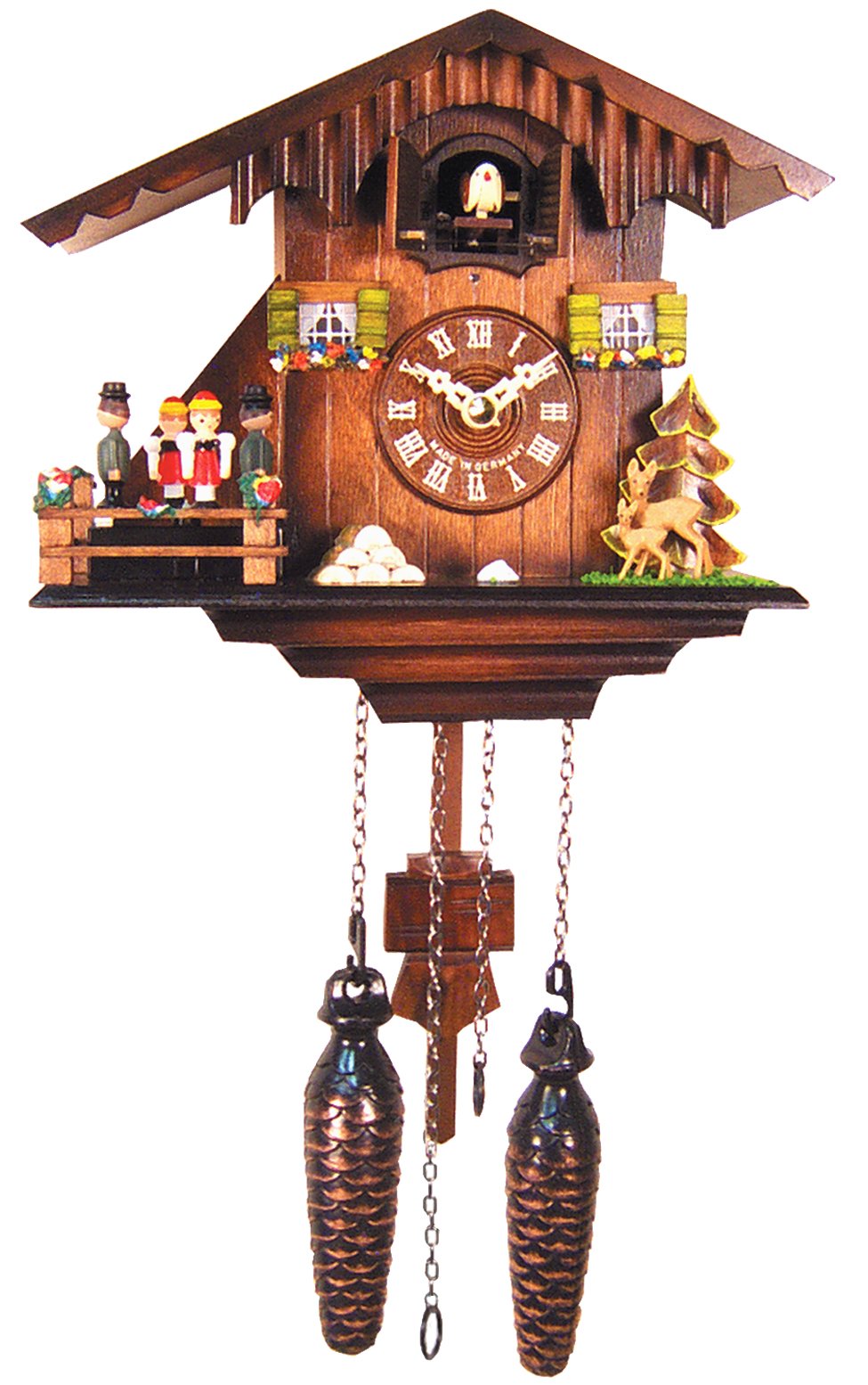 Alexander Taron Importer 424Qmt Engstler Battery-Operated Cuckoo Clock-Full Size-7.5" H X 8.75" W X 5.25" D, Brown