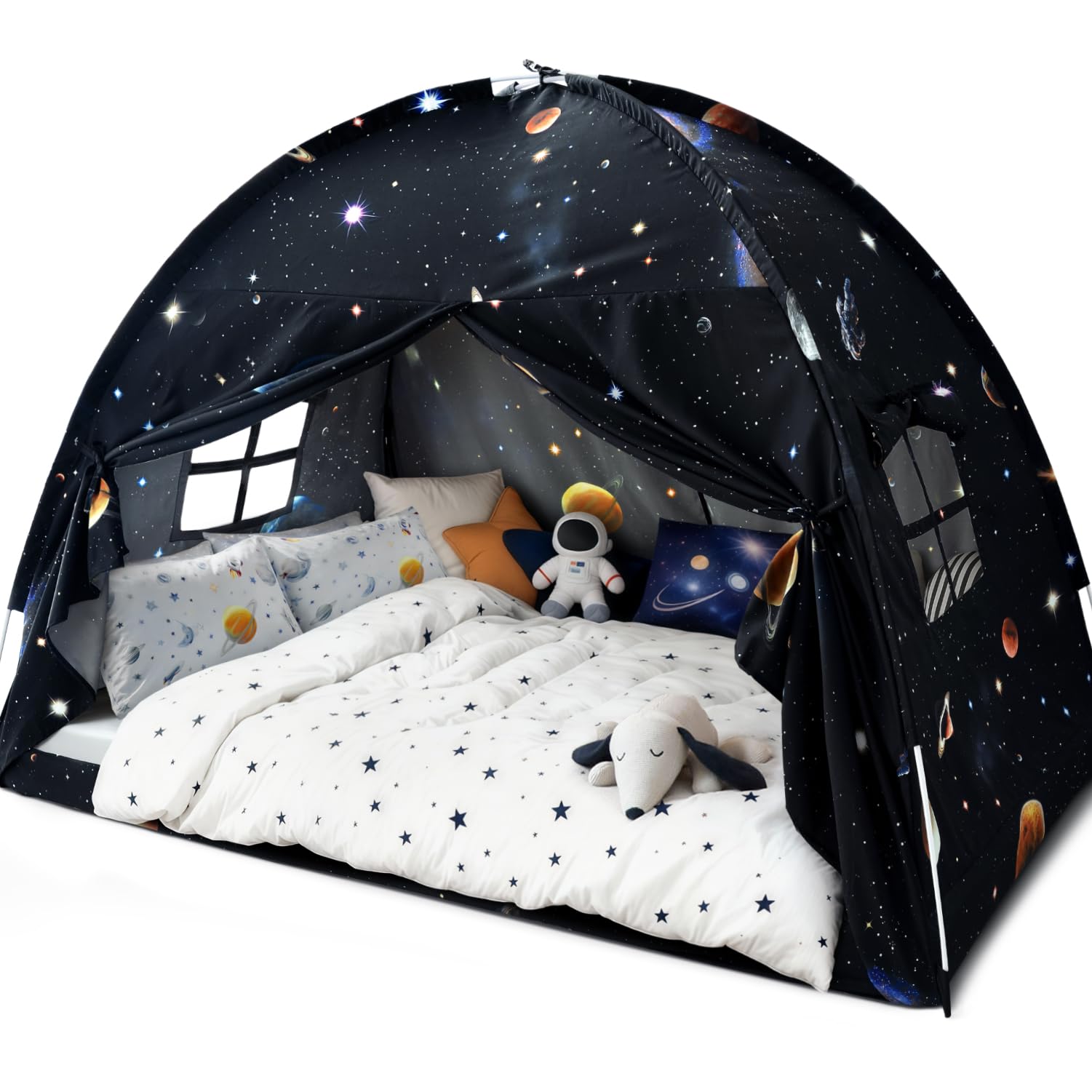 Sherilyn Full Bed Toddler Canopy Tent, Kids Indoor Canopy Privacy Space Sleeping Playhouse Blackout Bunk Bed Tents Full Size (Ga