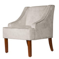 Benjara Wooden Accent Chair with Swooping Armrests, Gray and Brown